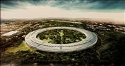アップル新社屋の完成イメージ。広大な中庭を宇宙船のような建物が囲む（クパチーノ市役所提供）