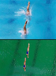 水色の綺麗なプールが一夜にして緑色に…(ロイター) 水色の綺麗なプールが一夜にして緑色に…(ロイター)