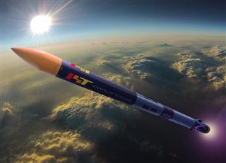 インターステラテクノロジズが打ち上げる小型観測ロケット「ＭＯＭＯ」の想像図（同社提供）