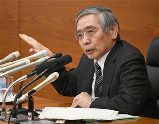 記者会見する日銀の黒田東彦総裁=23日午後、東京都中央区 記者会見する日銀の黒田東彦総裁=23日午後、東京都中央区