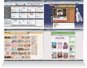 左上は「radiko.jp」のHP。「キャララジオ」で検索するとこのようにアキバ系アニメのコンテンツが無数に出てくる。そのほか、「名探偵コナン」のラジオ番組（右上）まで存在する（明治大学・小池保夫ゼミ有志学生記者提供）