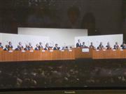 パナソニックの株主総会のもよう＝２７日、大阪市中央区（モニター中継から）