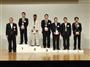「アーク溶接」競技の表彰式。４位までを外国人が独占した＝ダイキン工業滋賀製作所