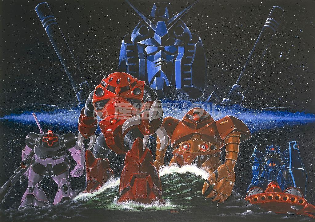 大河原邦男さんの代表的な作品「機動戦士ガンダムＩＩ哀・戦士編」（１９８１年）のポスター原画＝（Ｃ）創通・サンライズ