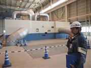 フル稼働する広野火力発電所６号機のタービン＝２２日、福島県広野町