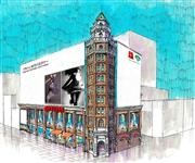 浅草に建設される「マルハン松竹六区タワー」のイメージ。建物の一角にはかつての浅草のシンボル「凌雲閣」が再現される（松竹など提供）