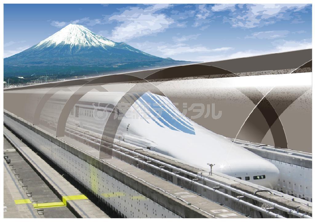 リニア中央新幹線のトンネルイメージ（産経新聞社作成）。コンクリート製のフードで覆われれば、乗客も鉄道ファンもがっかり？