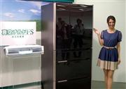 日立アプライアンスが発売する新型冷蔵庫。ワサビと同じ辛み成分で食品を新鮮に保存する＝２７日、東京都港区