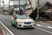 福島県の避難指示区域を走るストリートビュー撮影車＝福島県楢葉町