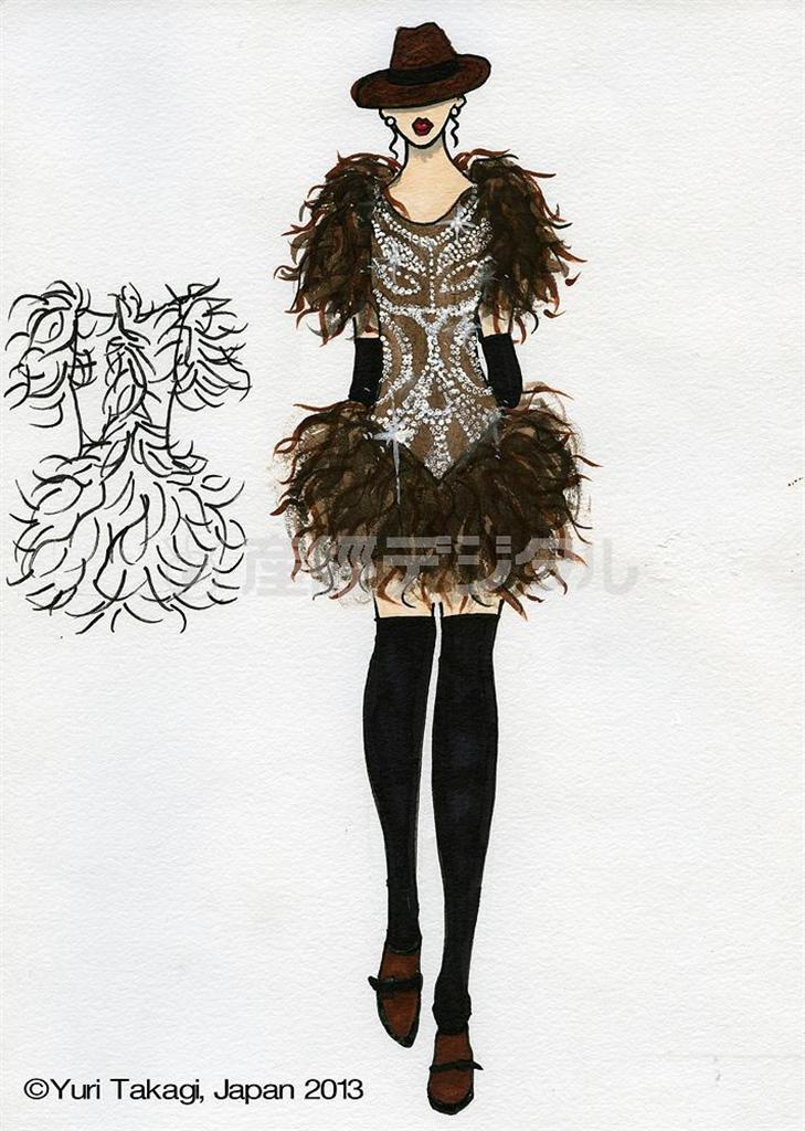 グランプリを受賞した高木ゆりさんのデザイン画＝２０１３（平成２５）年９月４日、東京都渋谷区（提供写真）。（Ｃ）Ｙｕｒｉ＿Ｔａｋａｇｉ、Ｊａｐａｎ＿２０１３