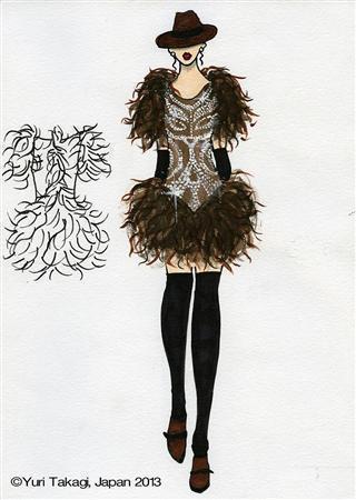 グランプリを受賞した高木ゆりさんのデザイン画＝２０１３（平成２５）年９月４日、東京都渋谷区（提供写真）。（Ｃ）Ｙｕｒｉ＿Ｔａｋａｇｉ、Ｊａｐａｎ＿２０１３