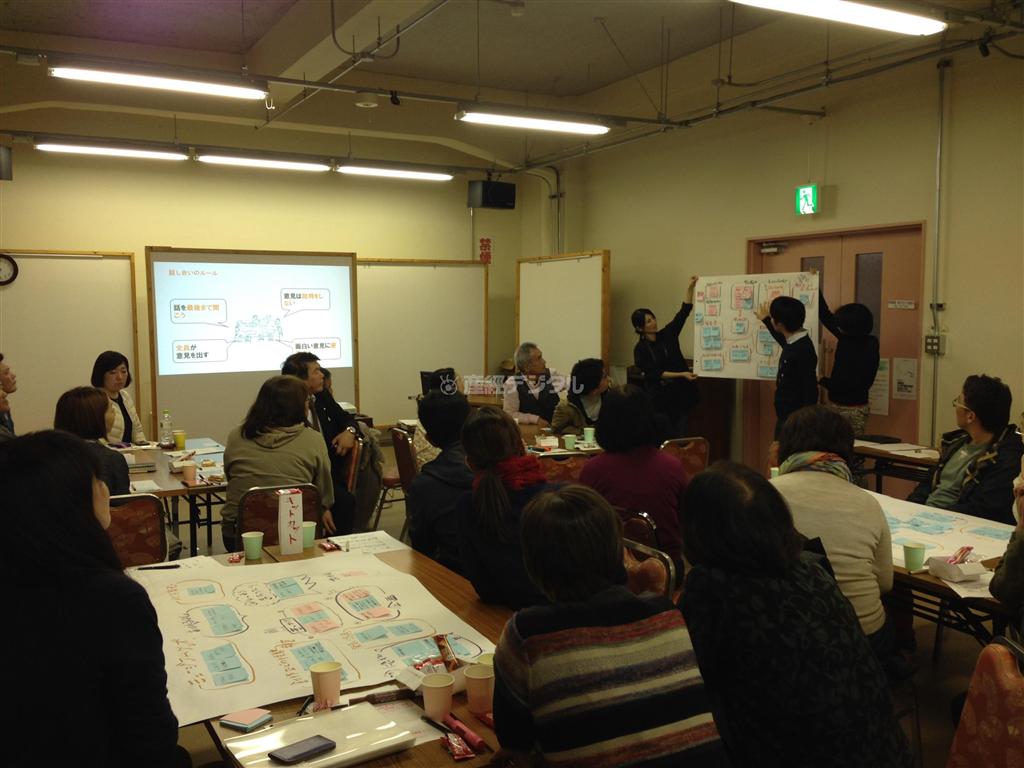 １１月４日に開かれた「はじまりの美術館」の開館に向けた寄り合い。多くの地域住民が参加し、活溌に意見やアイデアが出された＝福島県猪苗代町（日本財団撮影）