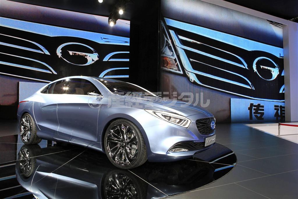 中国の国営自動車メーカー、広州汽車（ＧＡＣ）のハイブリッド車（ＨＶ）「Ｔｒｕｍｐｃｈｉ＿Ｅ－ｊｅｔ」＝９月１３日、中国・広東省広州市（ロイター）