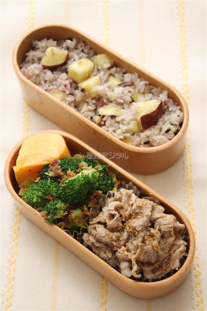 豚しゃぶごまポン酢和え弁当。※５６４ｋｃａｌ、塩分３．２グラム（１人分）