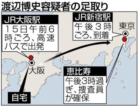 【黒子のバスケ強迫】渡辺博史容疑者の足取り＝２０１３年１２月１５日