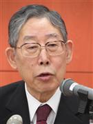 会見する国際協力銀行の奥田碩前総裁＝26日、東京都内(早坂礼子撮影)