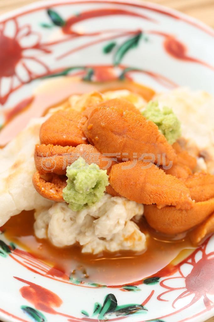 シンプルさがぜいたく…ともいえる一皿「湯葉雲丹餅」