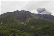 毎日のように噴煙を上げる桜島は、噴火のたびに山の形を変えてきた＝２０１３年１１月１５日、鹿児島県鹿児島市野尻町（田中幸美撮影）