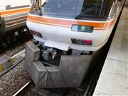 実験のために装着された鹿の衝突緩和装置。ＪＲ東海は新しく導入する列車にも整備する方針だ