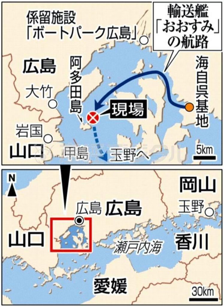 海上自衛隊の輸送艦「おおすみ」（８９００トン、艦長・田中久行２等海佐）の航路＝２０１４年１月１５日