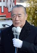 東京都知事選が告示され、街頭演説するドクター・中松氏＝2３日午前、東京都渋谷区（栗橋隆悦撮影）