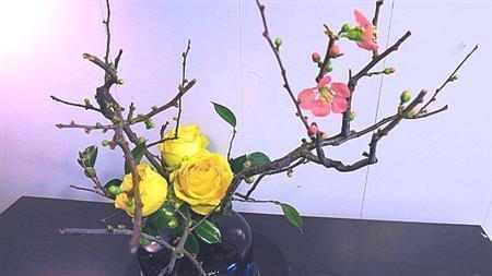 枝ものとバラのコントラストを楽しむ（Ｆｉｎｉｓｈ！、提供写真）