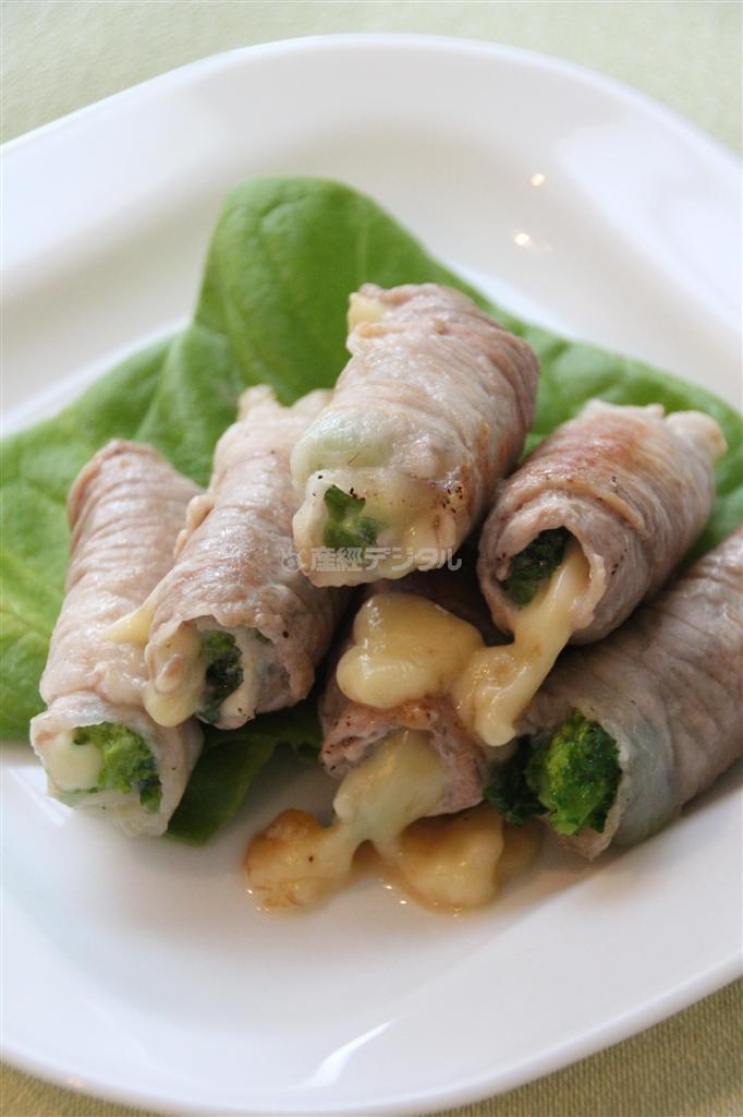 豚肉のチーズロール。※１８８ｋｃａｌ、塩分０．９グラム（１人分）