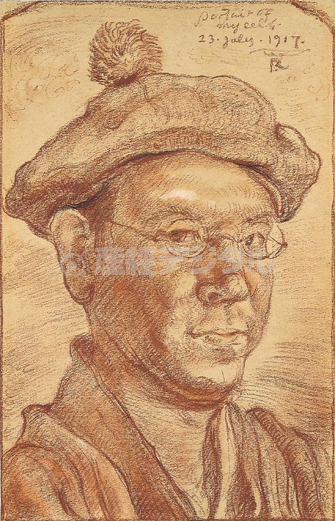 岸田劉生「自画像（廿七歳誕生日に際しての）」１９１７年、コンテ＿平塚市見術館蔵（世田谷美術館提供）