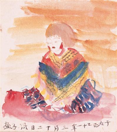 岸田麗子「自画像」１９２１年、水彩＿個人蔵（世田谷美術館提供）