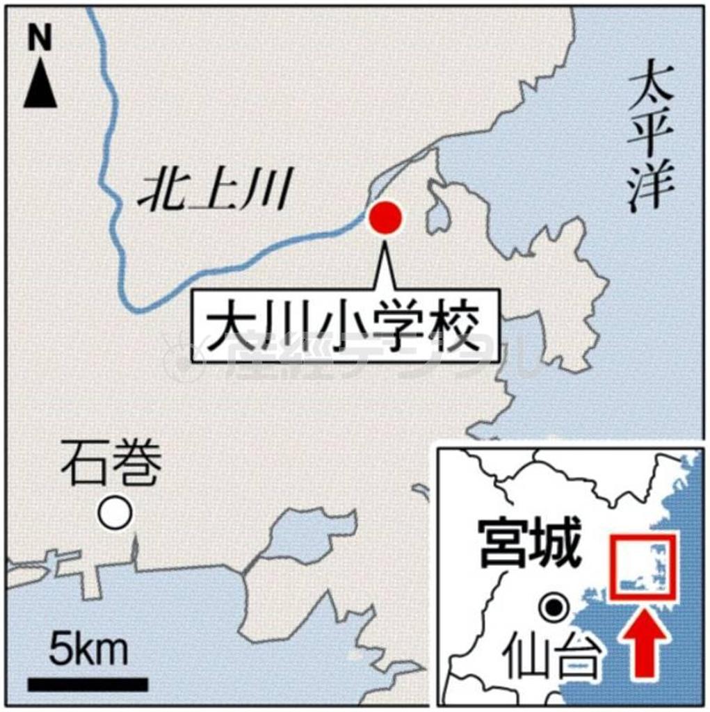 宮城県石巻市の市立大川小学校＝２０１１年３月１１日現在