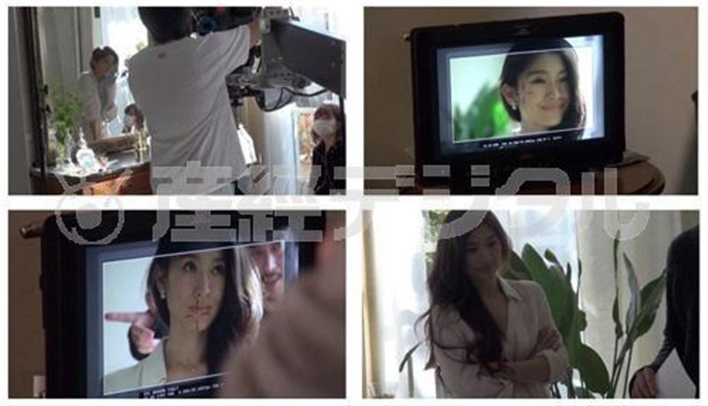 「天使のブラ（Ｒ）極上の谷間」を着用した篠原涼子のＣＭのメイキングカット（トリンプ提供）