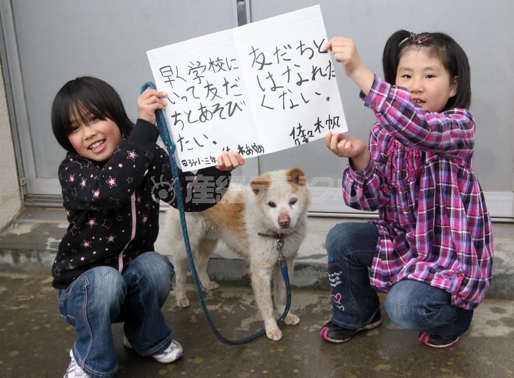 ３年前の震災直後には「友だちとあそびたい」と書いてくれた＝２０１１年４月２３日、岩手県宮古市（鈴木健児撮影）