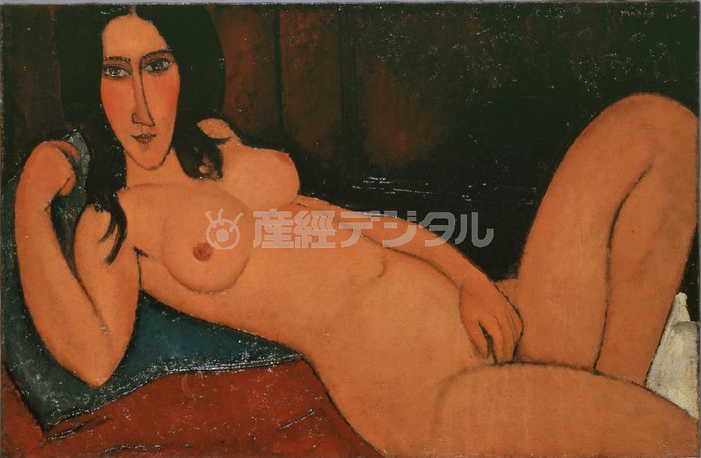 アメデオ・モディリアーニ「髪をほどいた横たわる裸婦」１９１７年＿大阪新美術館建設準備室蔵（ポーラ美術館提供）