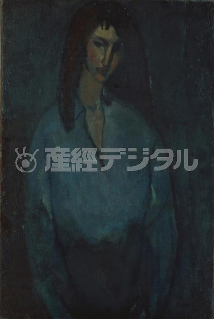 アメデオ・モディリアーニ「青いブラウスの婦人像」１９１０年ごろ＿公益財団法人ひろしま美術館蔵（ポーラ美術館提供）
