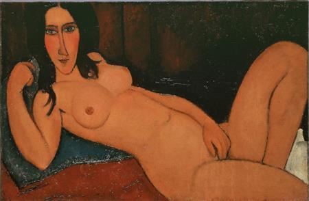 アメデオ・モディリアーニ「髪をほどいた横たわる裸婦」１９１７年＿大阪新美術館建設準備室蔵（ポーラ美術館提供）