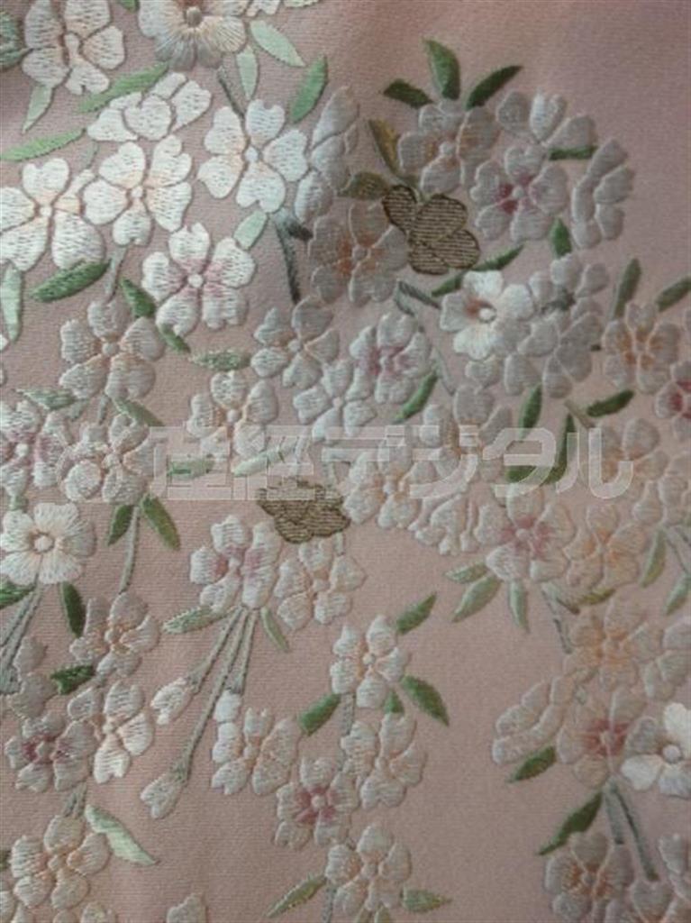 池田重子先生の着物の刺繍をクローズアップ（提供写真）