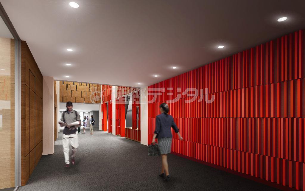 明星大学、資料図書館エントランスアプローチ完成予想図（竹中工務店提供）