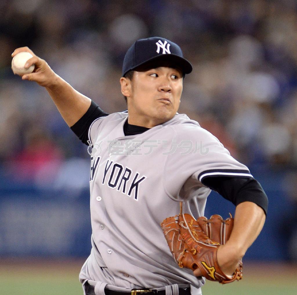 大リーグ屈指の強力打線を誇るブルージェイズを相手に力投し、デビュー戦を勝利で飾ったヤンキースの田中将大（まさひろ）＝２０１４年４月４日、カナダ・トロントのロジャースセンター（川口良介撮影）