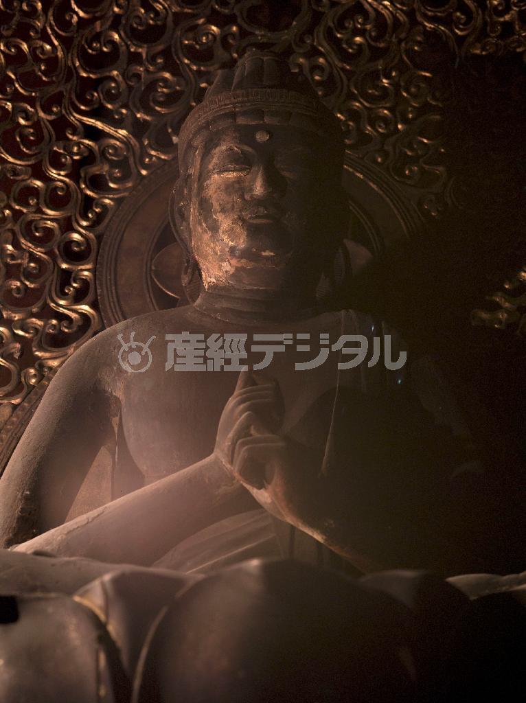 平安時代後期の「木造＿大日如来坐像」。現在は金堂に安置されている＝２０１３年７月２２日、滋賀県大津市・三井寺（井浦新さん撮影）