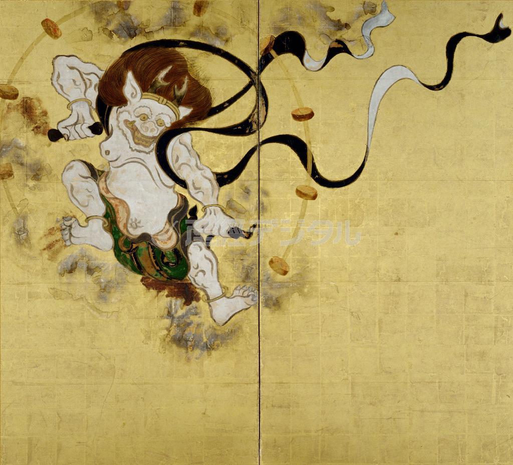 国宝「風神雷神図屏風」＿俵屋宗達＿江戸時代・１７世紀＿京都・建仁寺蔵（全期間展示、提供写真）