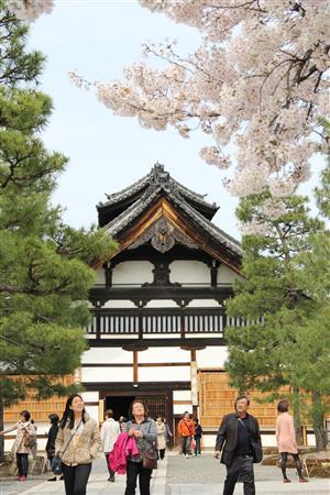 建仁寺（けんにんじ）の広大な敷地内には塔頭（たっちゅう）と呼ばれる小さな寺が散在する。写真正面は本坊＝２０１４年４月８日、京都市東山区（田中幸美撮影）