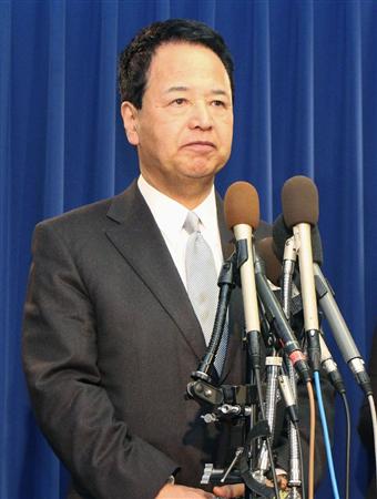 ＴＰＰ交渉の日米協議終了後、会見する甘利ＴＰＰ相＝１７日、ワシントン（共同）