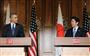 会談後、共同記者会見する安倍首相とオバマ米大統領＝２４日午後、東京・元赤坂の迎賓館（代表撮影）