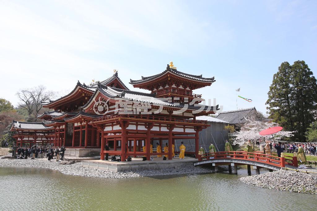 修復工事を終え、かつての輝きを取り戻した平等院鳳凰堂＝２０１４年４月１７日、京都府宇治市（恵守乾撮影）