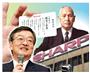 シャープの企業風土改革に本気の高橋興三社長（左下）。創業者の早川徳次氏（右上）の時代の原点回帰を目指している。