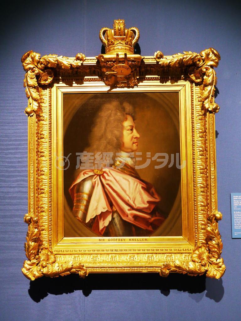 ジョージ１世の肖像画＝２０１４年４月７日、英国・首都ロンドン（内藤泰朗撮影）