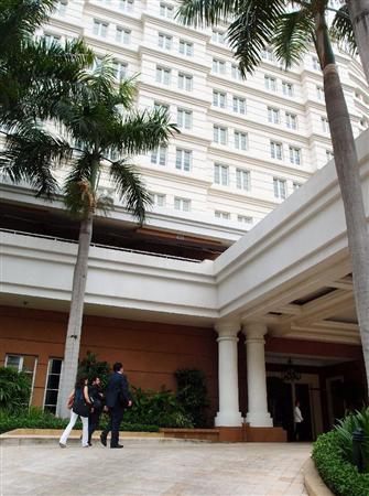 ＴＰＰ首席交渉官会合が開かれたベトナム・ホーチミンのホテル＝１５日（共同）