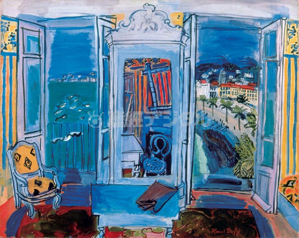 【デュフィ展】「ニースの窓辺」１９２８年＿島根県立美術館。（Ｃ）ＡＤＡＧＰ、Ｐａｒｉｓ＆ＪＡＳＰＡＲ，Ｔｏｋｙｏ，２０１４＿Ｅ０９７２