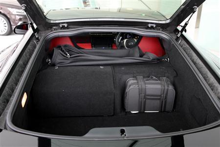 ＬＦＡのトランクルーム。右側のバッグはパンク修理キット。