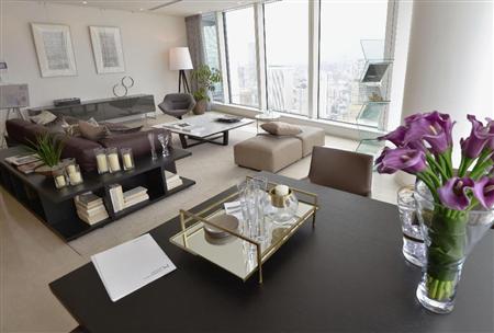 超高層複合ビル「虎ノ門ヒルズ」のマンション区画の部屋＝９日、東京都港区